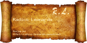 Radics Leonarda névjegykártya